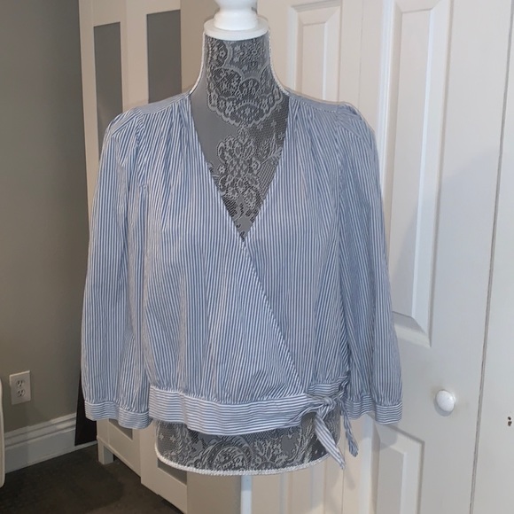 Madewell Tops - Madewell Wrap Top in Indigo Stripe